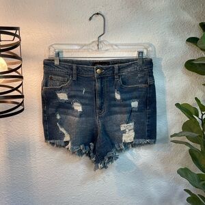 Kendall & Kylie Dark Blue Distressed Jean Shorts